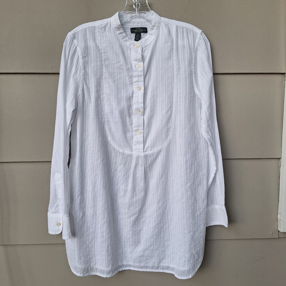 Lauren Ralph Lauren LRL Women's 100% Lightweight Cotton White Popover Shirt S